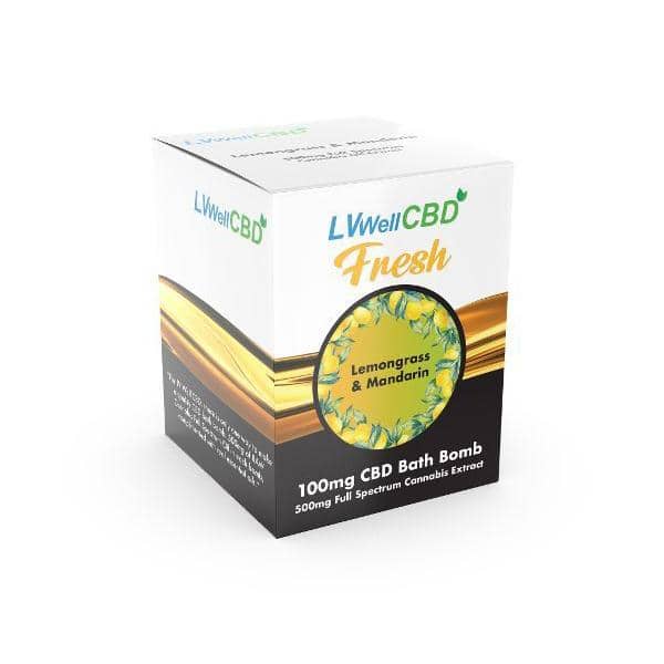 LVWell CBD 500mg CBD Bath Bomb – Lemongrass and Mandarin – Fresh